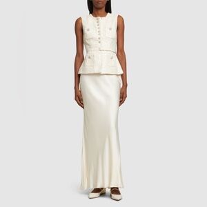 Self-Portrait Cream Sequin Boucle Maxi Dress— Sizes US 6/UK 10 + US 10/UK 14